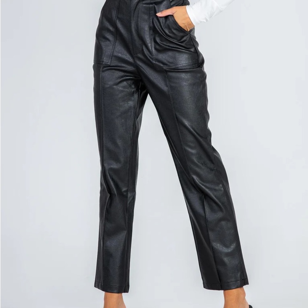 Princess Polly Encore Pants Faux Leather Utility Pocket Crop